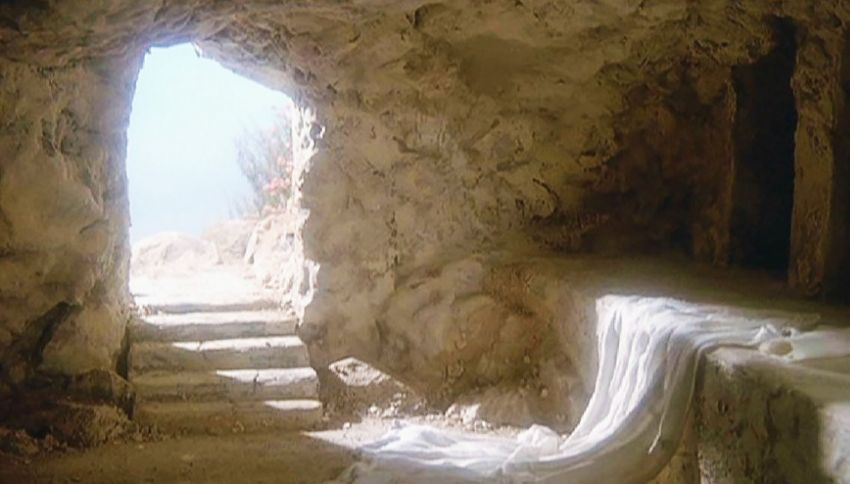 at his resurrection