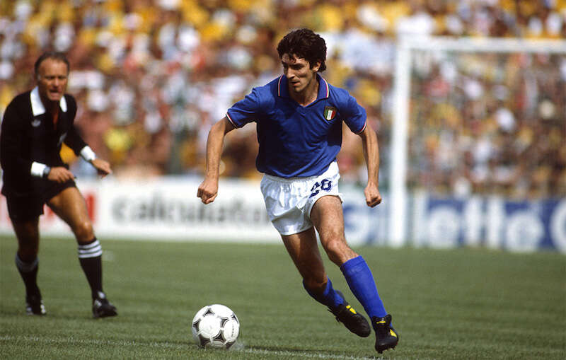 05 July 1982 Barcelona - FIFA World Cup - Brazil v Italy - Paolo Rossi of Italy (photo by Mark Leech/Offside/Getty Images)