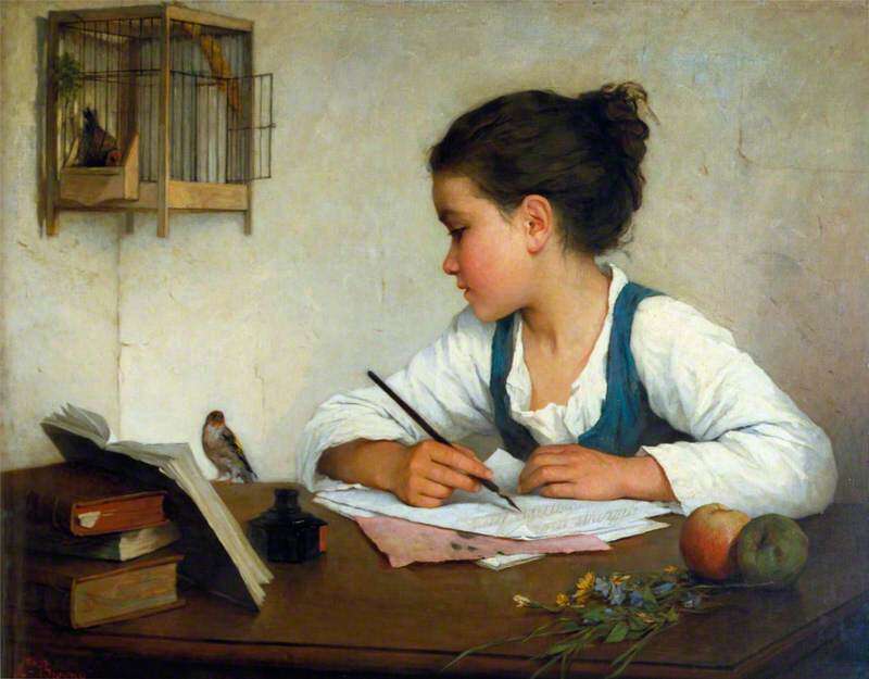 Browne, Henriette; A Girl Writing; Childhood Collection; http://www.artuk.org/artworks/a-girl-writing-30336